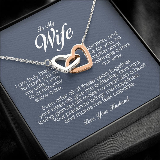 To My Wife, Interlocking Heart Necklace