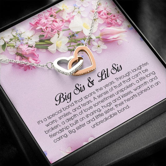 Big Sis & Lil Sis Gift, Interlocking Heart Necklace