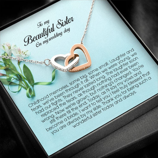 To My Beautiful Mom on My Wedding, Interlocking Heart Necklace