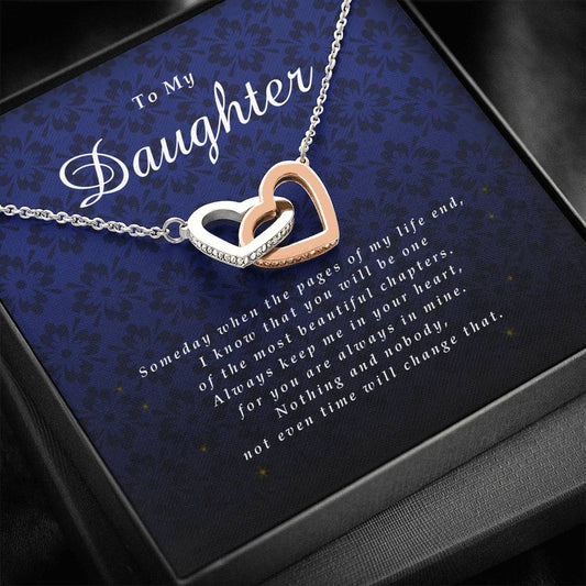 Interlocking Heart Necklace, Gift for Daughter from Mom / Dad