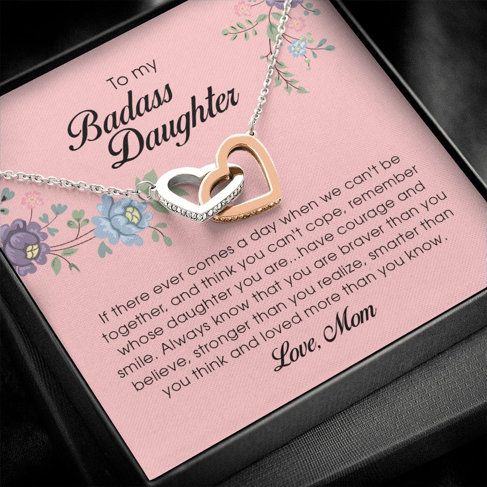 To My Badass Daughter, Interlocking Heart Necklace