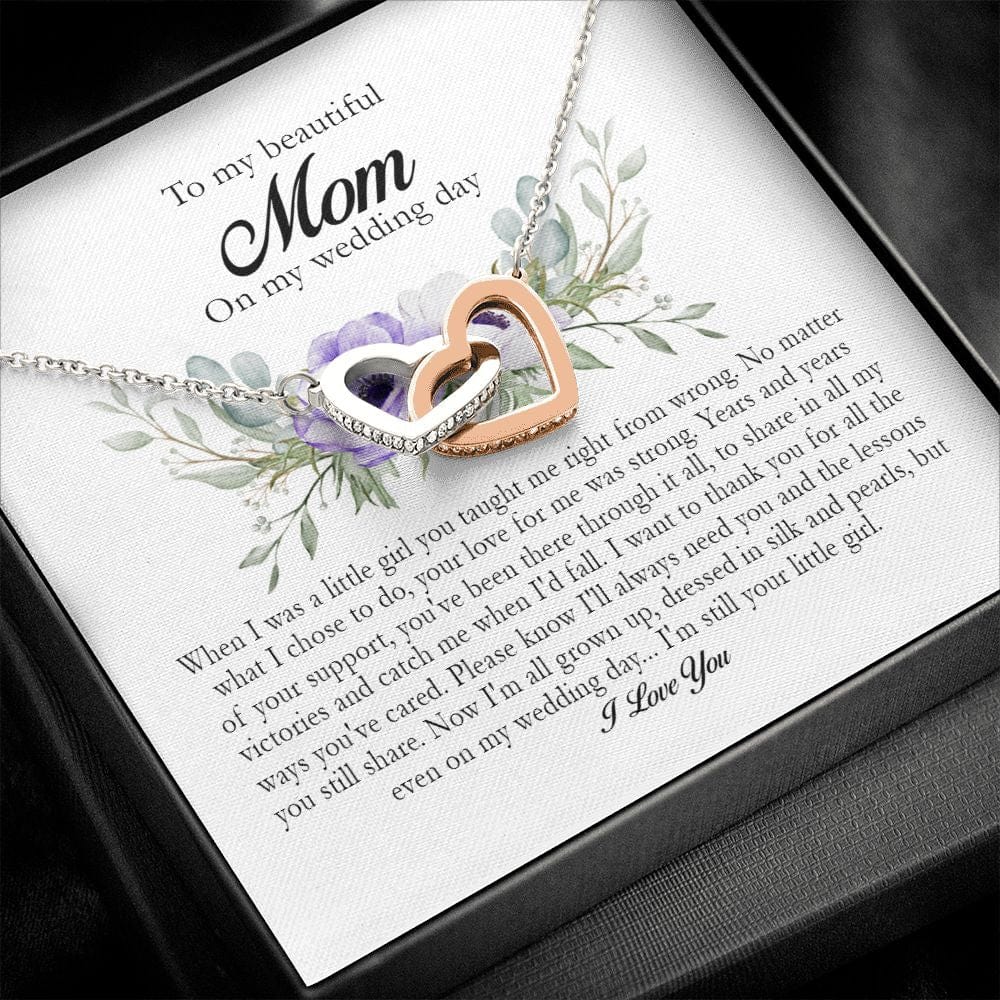To My Beautiful Mom on My Wedding Day, Interlocking Heart Necklace