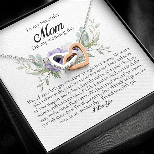 To My Beautiful Mom on My Wedding Day, Interlocking Heart Necklace