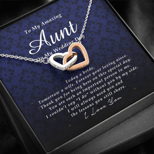 Interlocking Heart Necklace, To My Aunt, Gift from Bride, Wedding Day Gift from Niece