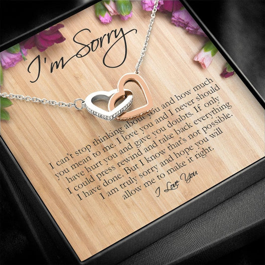 Apology Gift for Her, Interlocking Heart Necklace