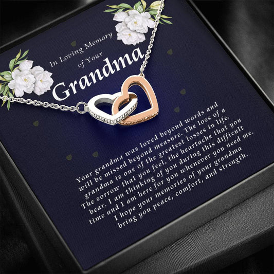 Interlocking Heart Necklace, In Loving Memory of Your Grandma