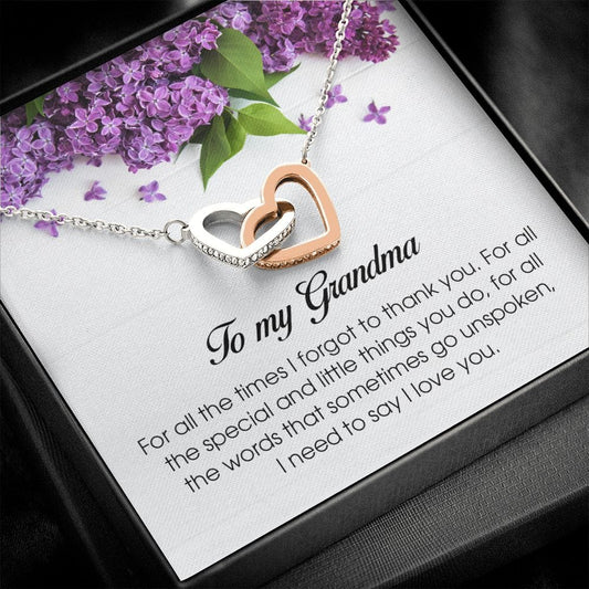 To My Grandma, Interlocking Heart Necklace