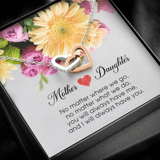 Mother & Daughter Gift, Interlocking Heart Necklace