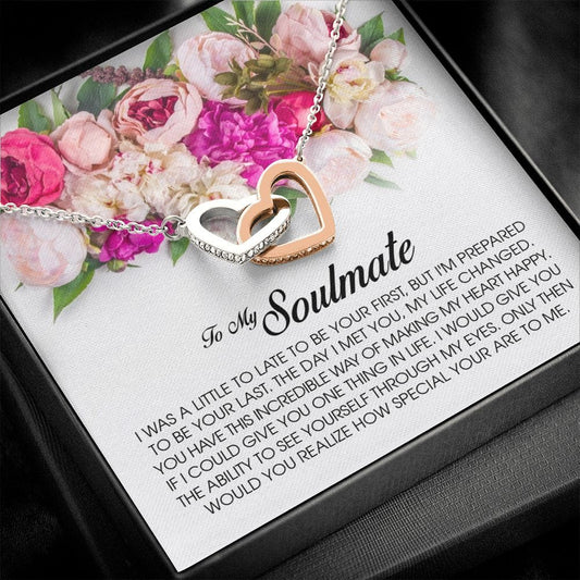 To My Soulmate, Interlocking Heart Necklace