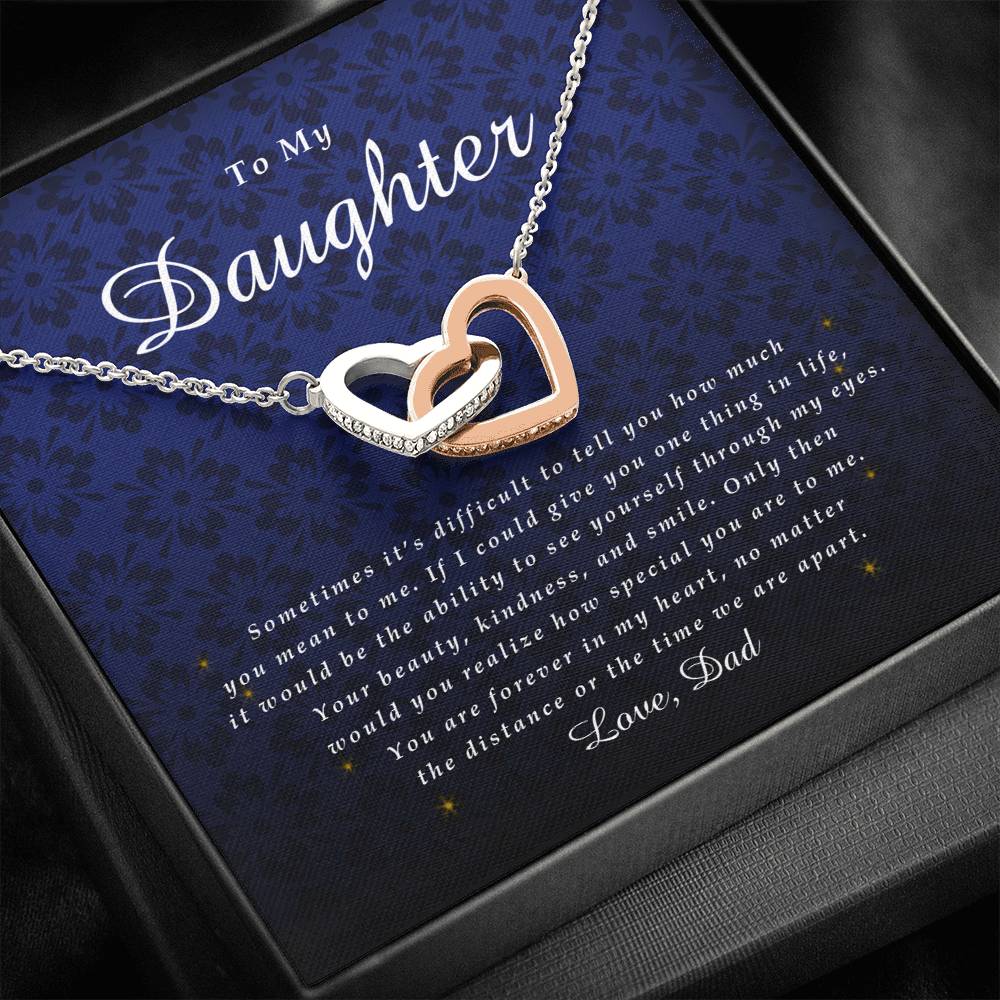 Interlocking Heart Necklace, Daughter Gift
