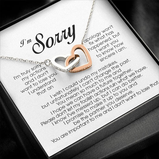 I'm Sorry Gift, Interlocking Heart Necklace