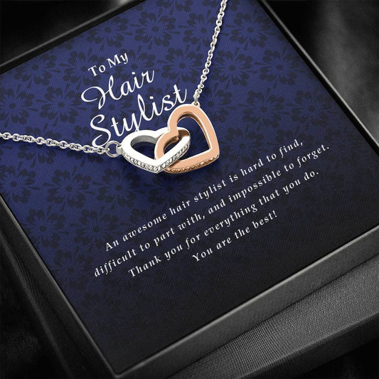 Interlocking Heart Necklace, Hair Stylist Gift