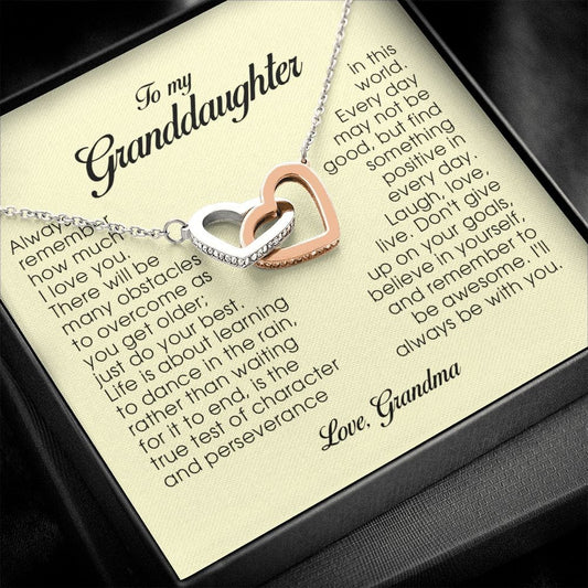 To My Granddaughter, Interlocking Heart Necklace