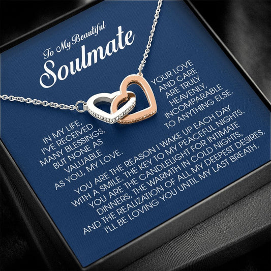 To My Soulmate, Interlocking Heart Necklace