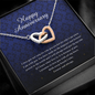 Happy Anniversary, Jewelry with Gift Box, Interlocking Heart Necklace