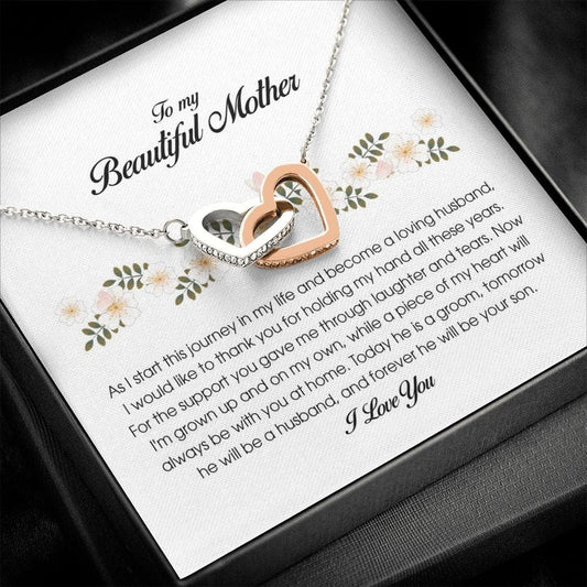 To My Beautiful Mother, Interlocking Heart Necklace