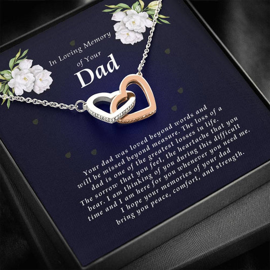 Interlocking Heart Necklace, In Memory of Your Dad