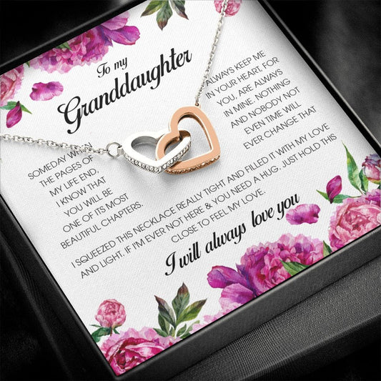 To My Granddaughter, Interlocking Heart Necklace
