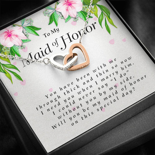 Interlocking Heart Necklace, To My Maid of Honor
