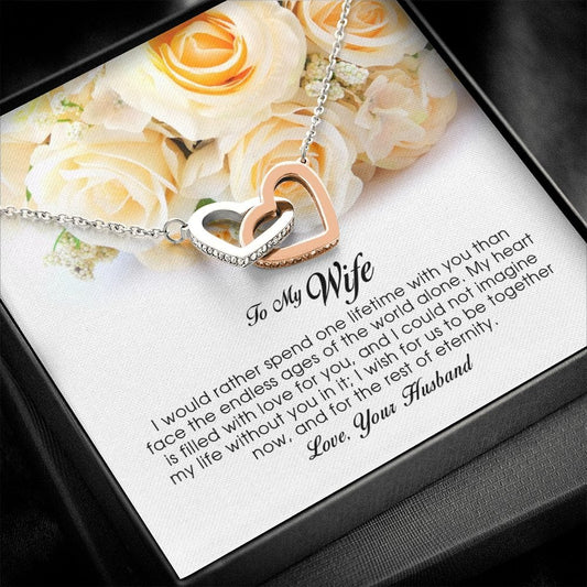 To My Wife , Interlocking Heart Necklace