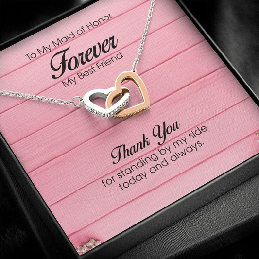 To My Maid of Honor, Interlocking Heart Necklace