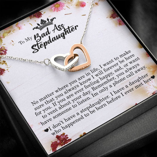 To My Badass Stepdaughter, Interlocking Heart Necklace