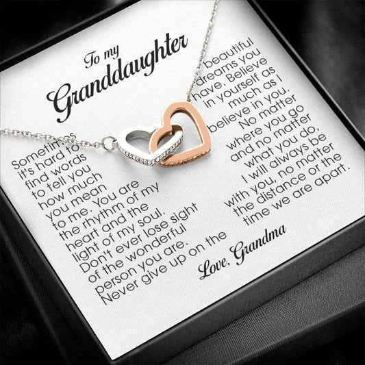 To My Granddaughter, Interlocking Heart Necklace