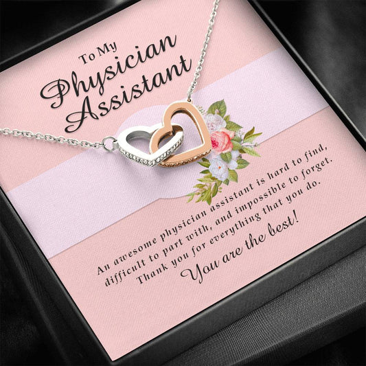 Interlocking Heart Necklace, Physician Assistant Jewelry Card