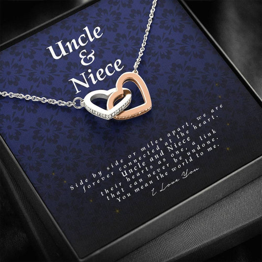 Interlocking Heart Necklace, Uncle and Niece Gift
