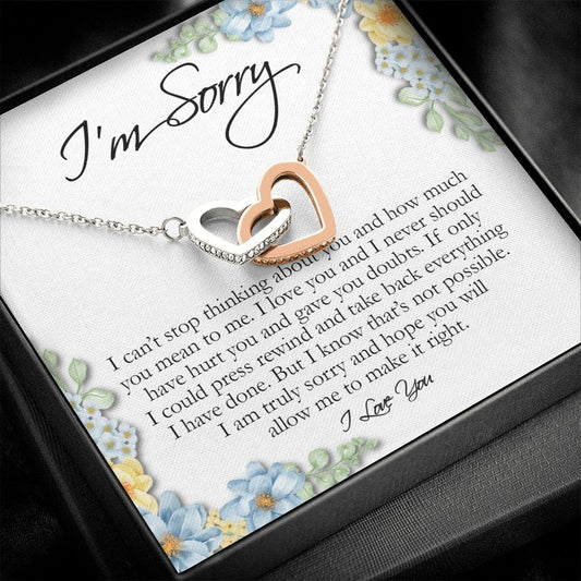 Apology Gift for Her, Interlocking Heart Necklace