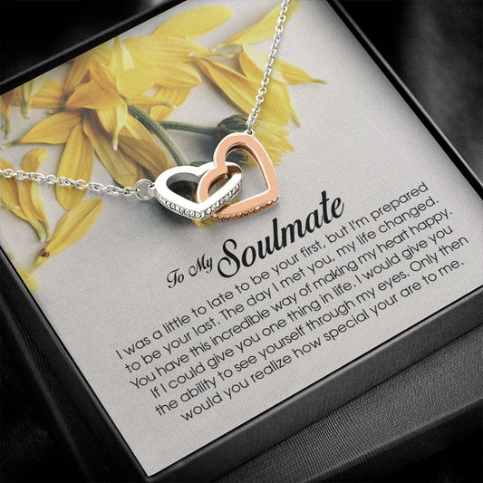 To My Soulmate, Interlocking Heart Necklace