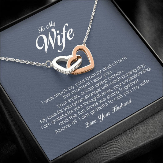 To My Wife, Interlocking Heart Necklace