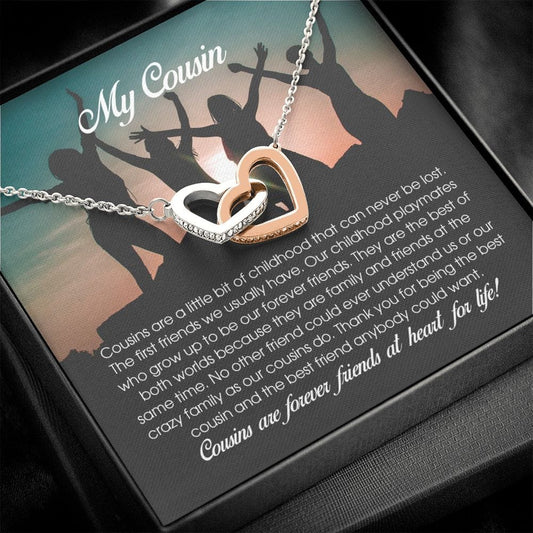 To My Cousin Gift, Interlocking Heart Necklace