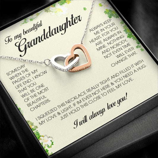 To My Beautiful Granddaughter, Interlocking Heart Necklace
