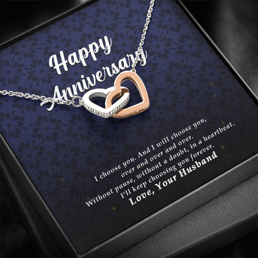 Interlocking Heart Necklace, Anniversary Jewelry Gift