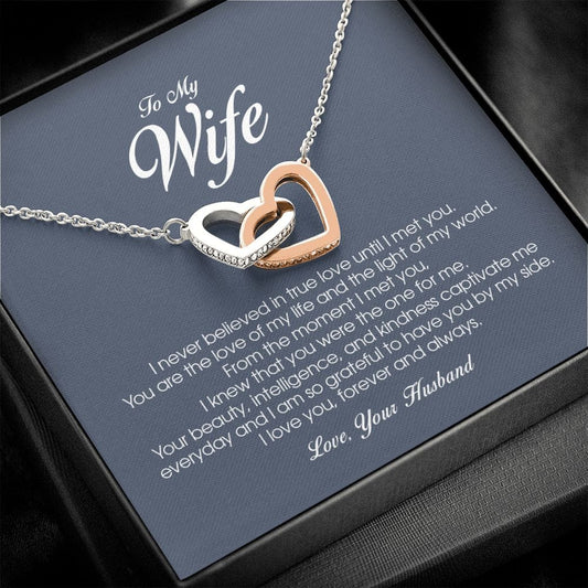 To My Wife, Interlocking Heart Necklace