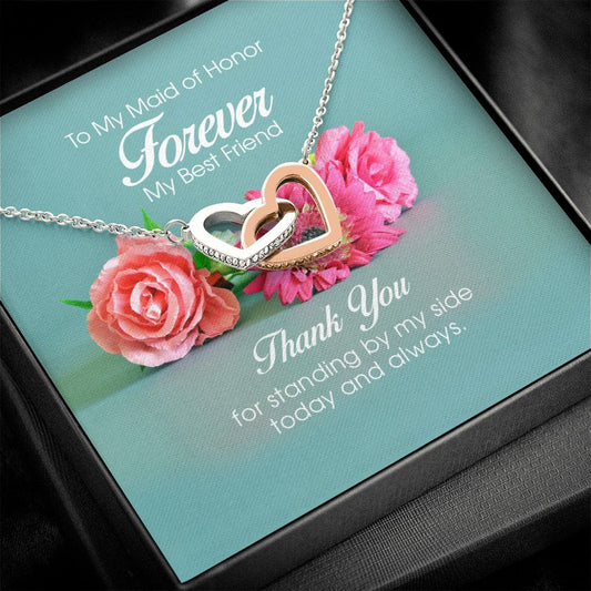 To My Maid of Honor, Interlocking Heart Necklace