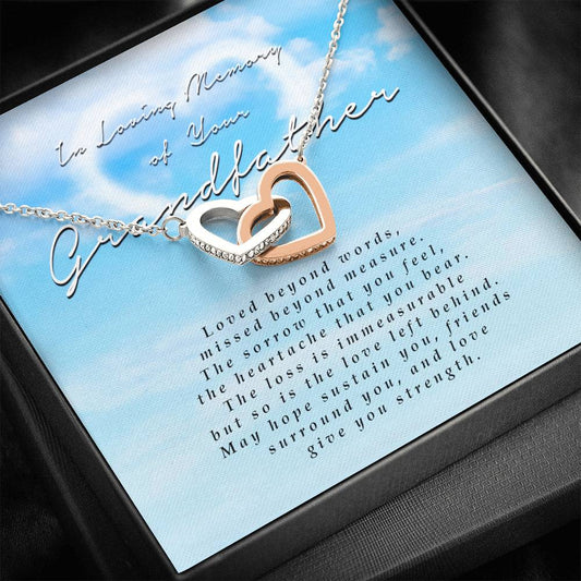Interlocking Heart Necklace, In Loving Memory of Your Grandfather