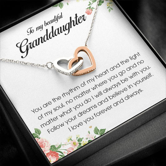 To My Beautiful Granddaughter, Interlocking Heart Necklace