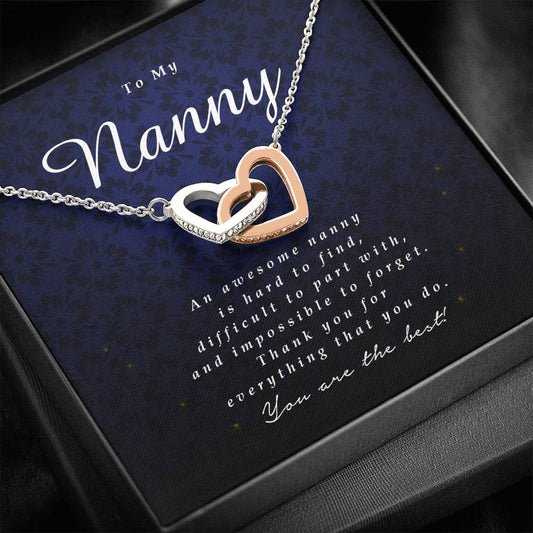 Interlocking Heart Necklace, Thank You Gift for Nanny