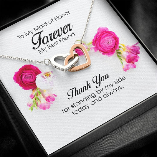To My Maid of Honor, Interlocking Heart Necklace