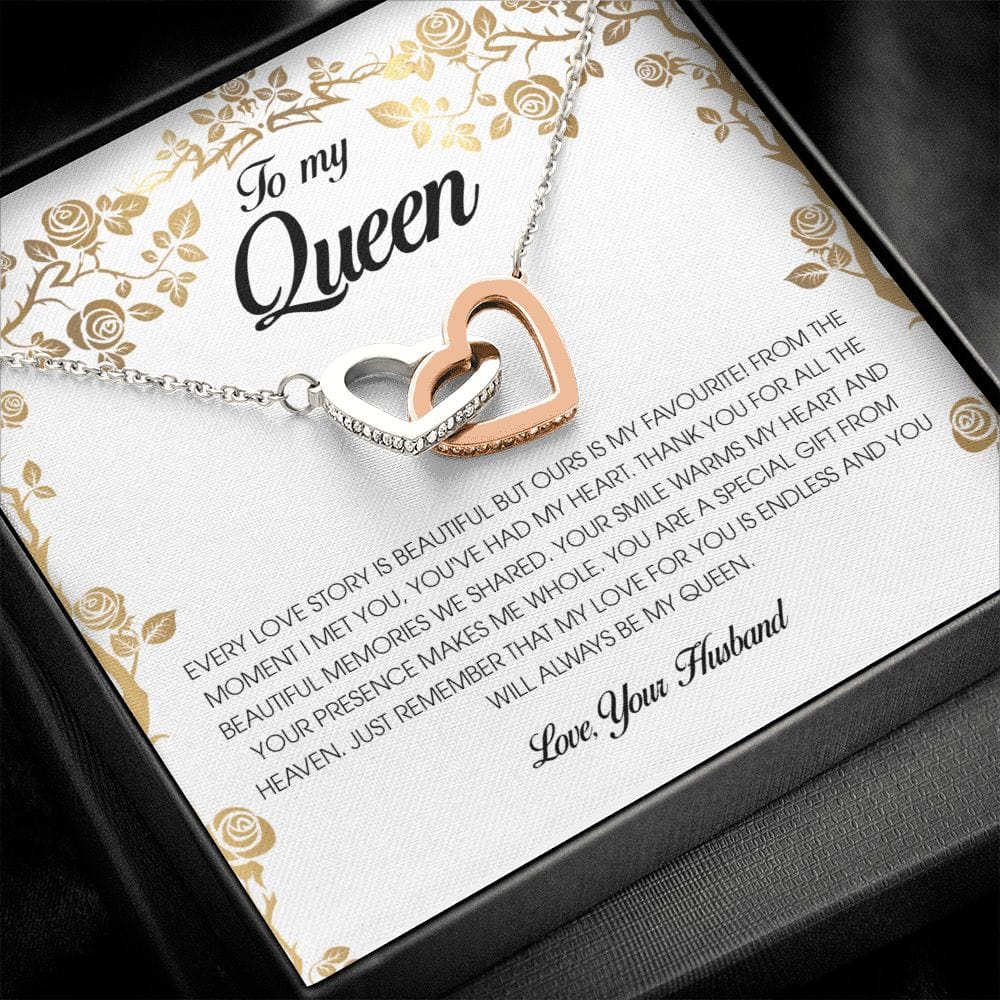 To My Queen, Interlocking Heart Necklace