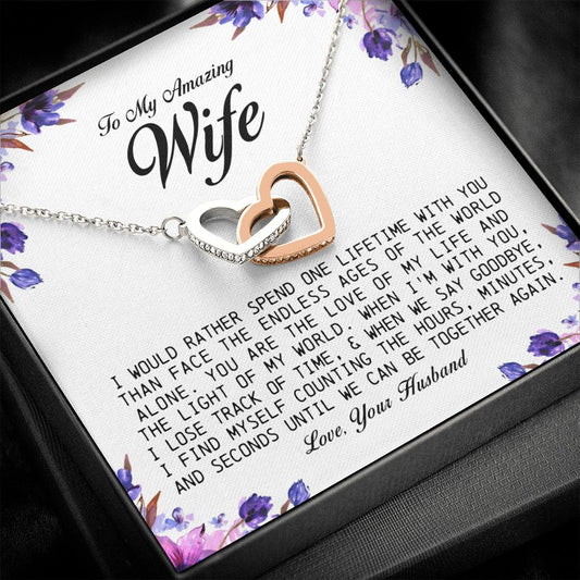 To My Amazing Wife, Interlocking Heart Necklace