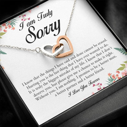 I am Truly Sorry, Interlocking Heart Necklace