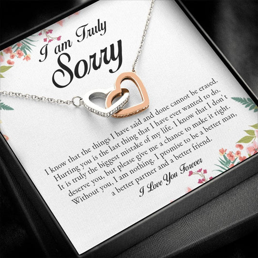I am Truly Sorry, Interlocking Heart Necklace