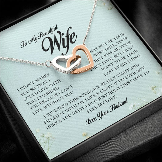 To My Beautiful Wife, Interlocking Heart Necklace