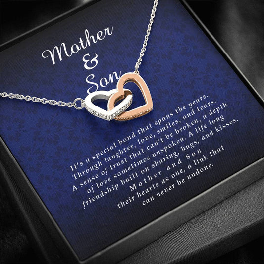 Mother and Son Interlocking Heart Necklace