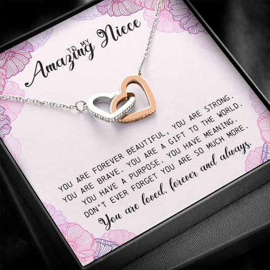 To My Amazing Niece, Interlocking Heart Necklace