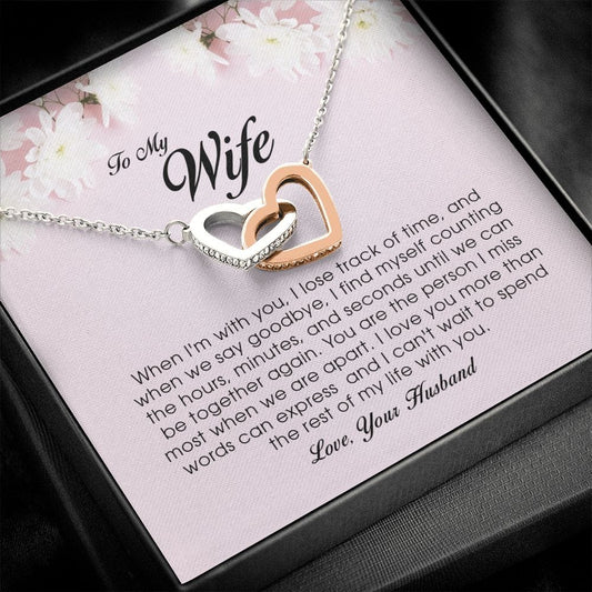 To My Wife , Interlocking Heart Necklace