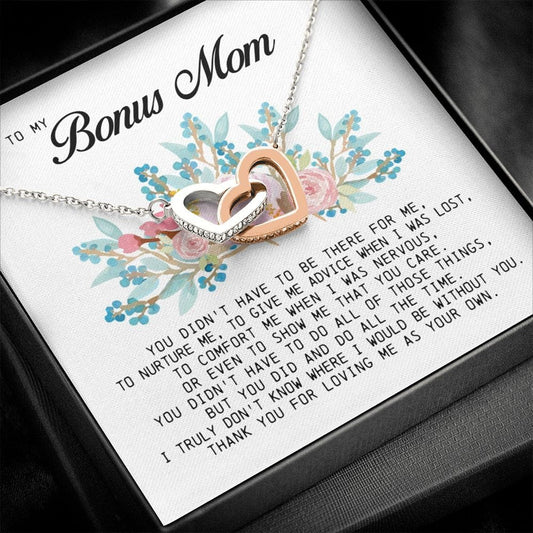 Bonus Mom Gift, Interlocking Heart Necklace